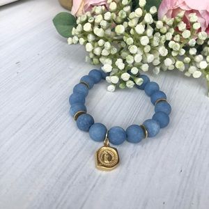 Beautiful blue beaded mother Mary bracelet